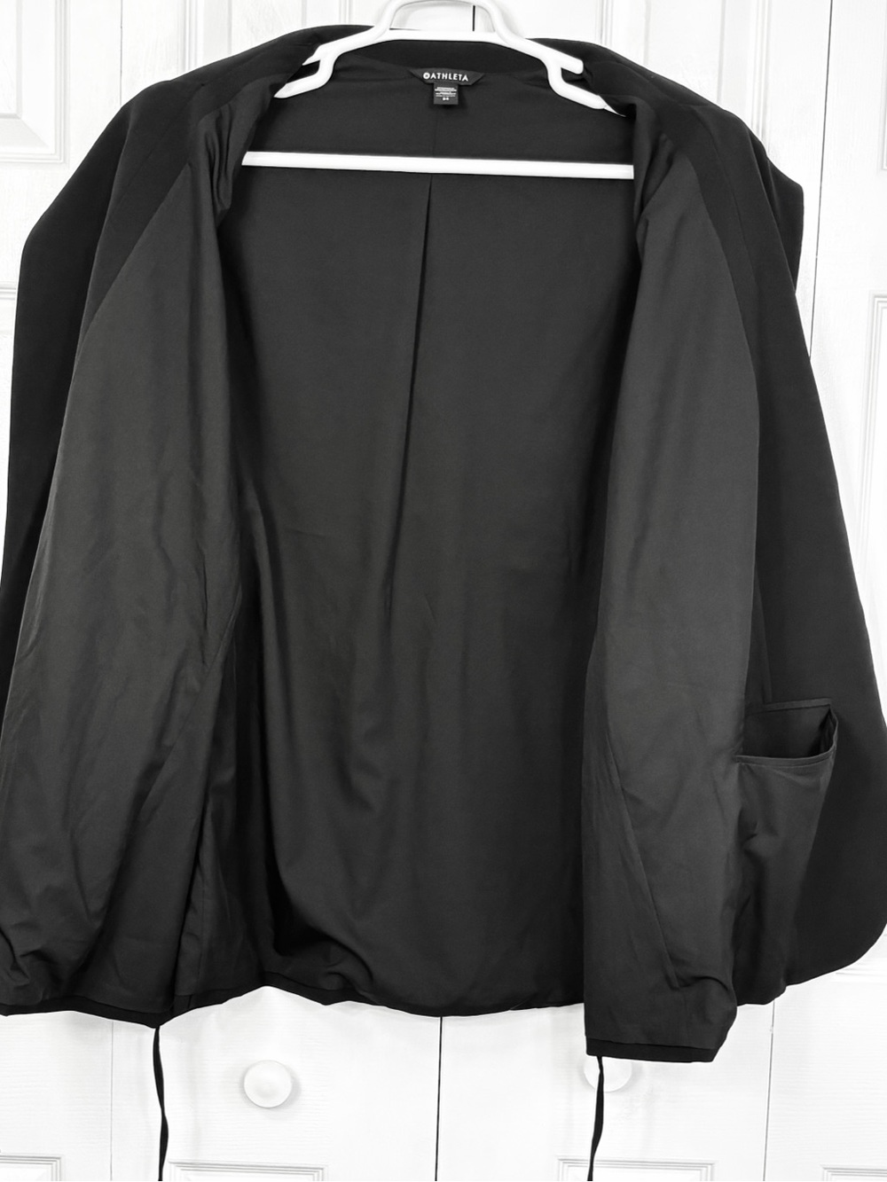 NWT Athleta Black Endless Primatwill Stretch Long Sleeve Tie Front Blazer 24 - Picture 11 of 16